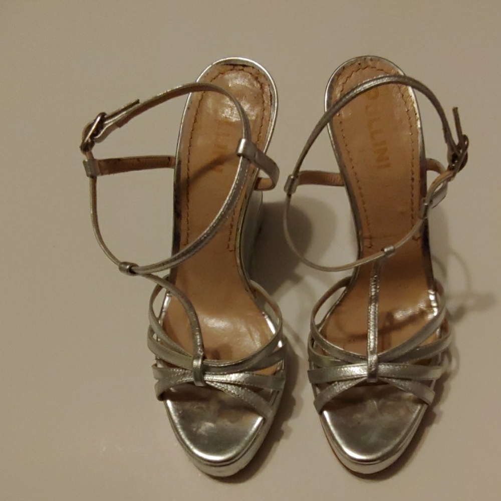 Pollini silver platform shoes